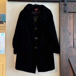 ❗️FINAL❗️Gallery Black Velvet Long Coat Jacket with Statement Collar Small